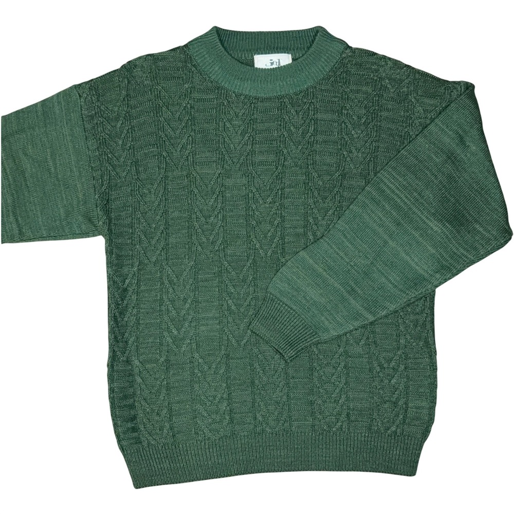 Vintage Jed Cable Knit Sweater Mens L Green Crewneck Long Sleeve